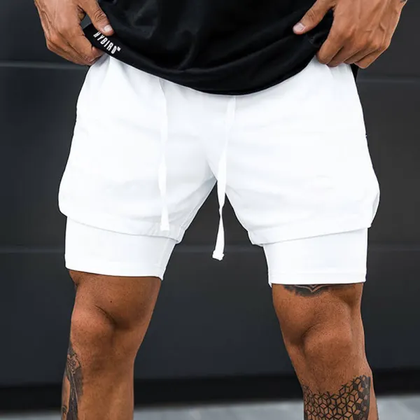 Sports And Fitness Breathable Mesh Double Layer Shorts - Yiyistories.com 