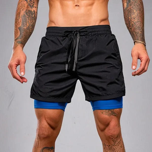 Men's Sports And Fitness Breathable Mesh Double Layer Shorts - Yiyistories.com 