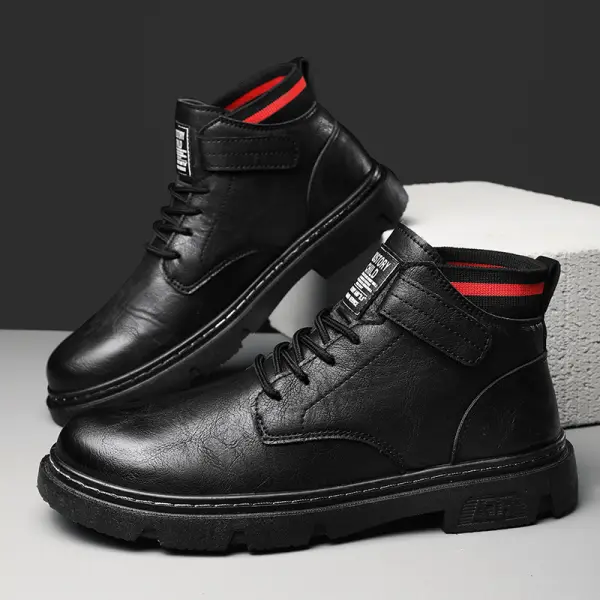 Men's Vintage Martin Boots With Mid Top Leather Boots - Dozenlive.com 