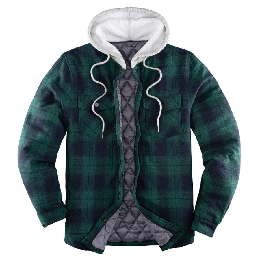 

Mens Winter Plaid Thick Casual Jacket