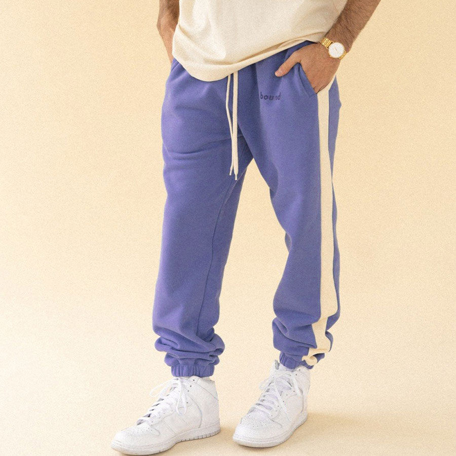 Purple Striped Jogging Pants Fashion Casual Sweatpants