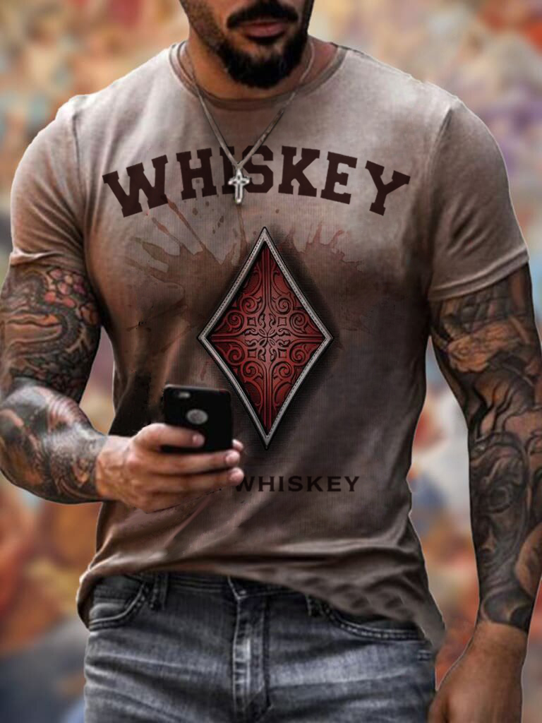 Fashion Whiskey Print Chic T-shirt