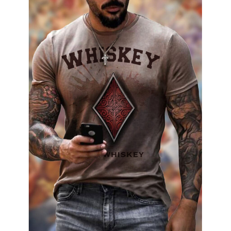 

Fashion Whiskey Print T-shirt