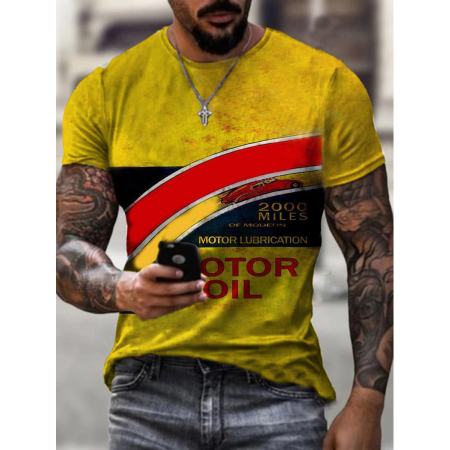 

Mens Contrasting Engine Oil Print T-shirt