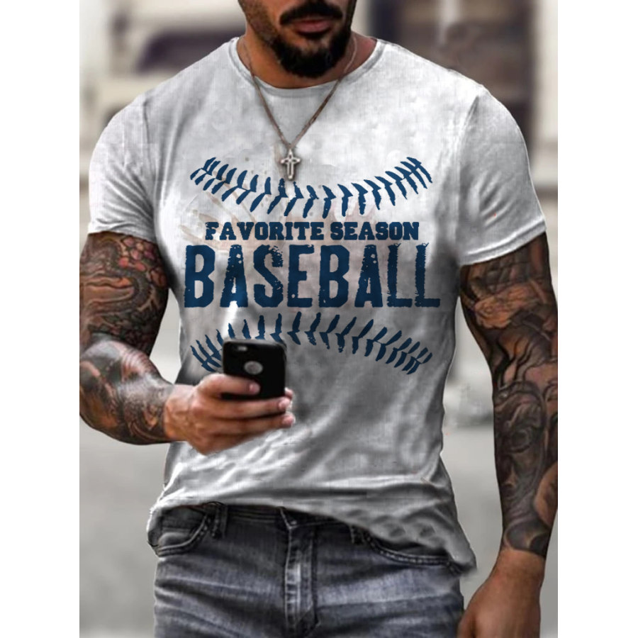 

Mens Baseball Printed Casual Fashion T-shirt