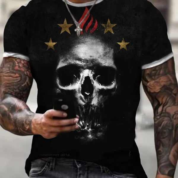 Cuff Stitching Design Printed T-shirt - Kalesafe.com 