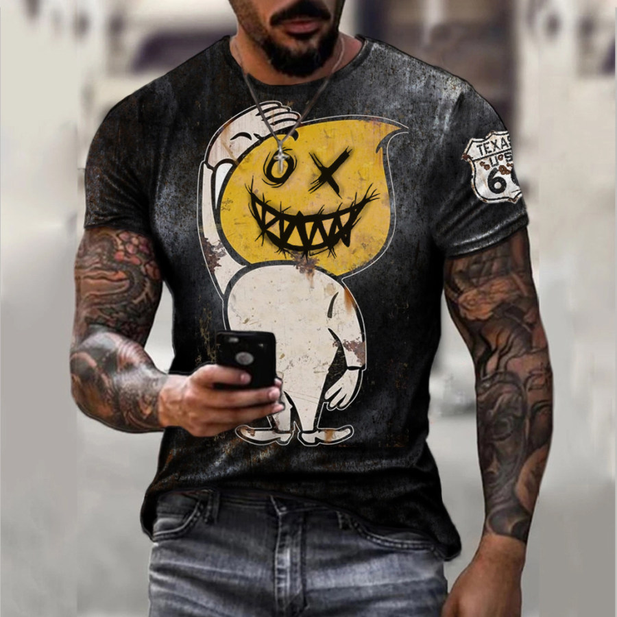 

Mens Motorcycle Print Fashion Casual T-shirt