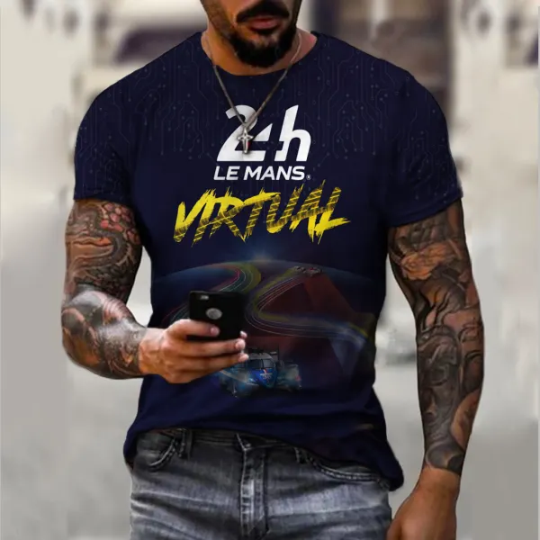 Men's Retro Racing Logo Print Short-sleeved T-shirt - Ootdyouth.com 