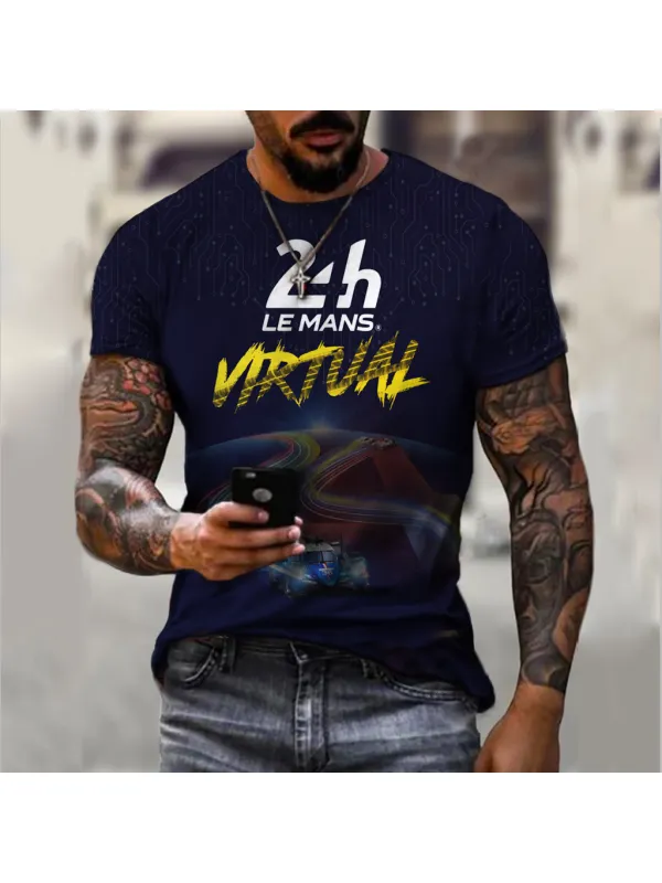 Men's Retro Racing Logo Print Short-sleeved T-shirt - Valiantlive.com 