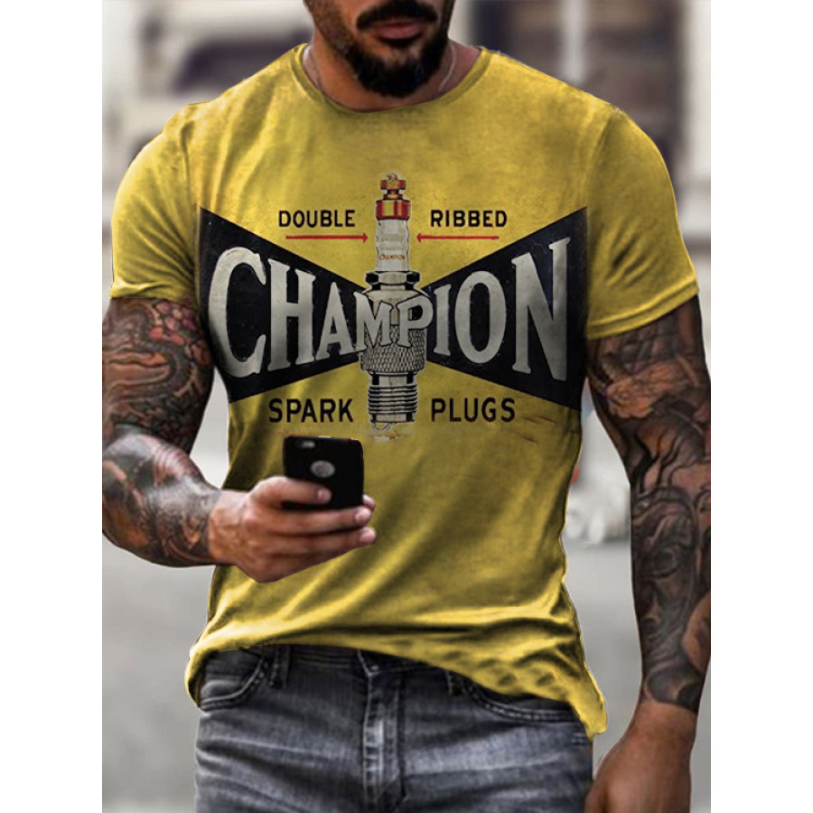 

Mens Retro Moto Tin Logo Printed T-shirt