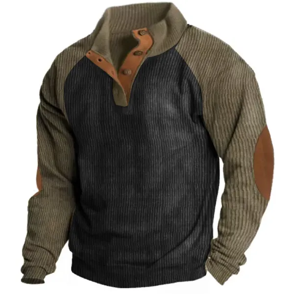 Men's Outdoor Raglan Sleeves Casual Stand Collar Sweatshirt - Blaroken.com 
