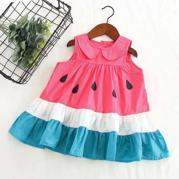 【18M-7Y】Girls Cute Contrast Stitching Doll Collar Sleeveless Dress - Popopiearab.com 