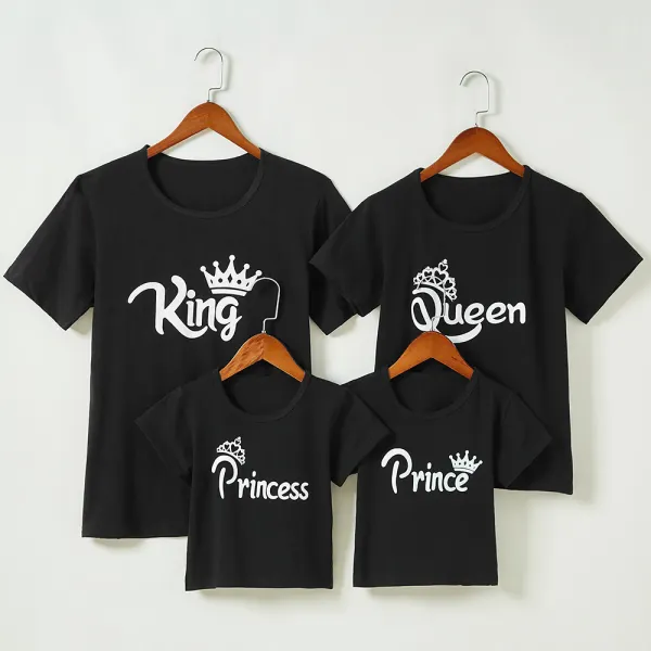 Casual Letter Print Round Neck Short-Sleeved T-Shirt Family Matching Outfits - Popopiearab.com 