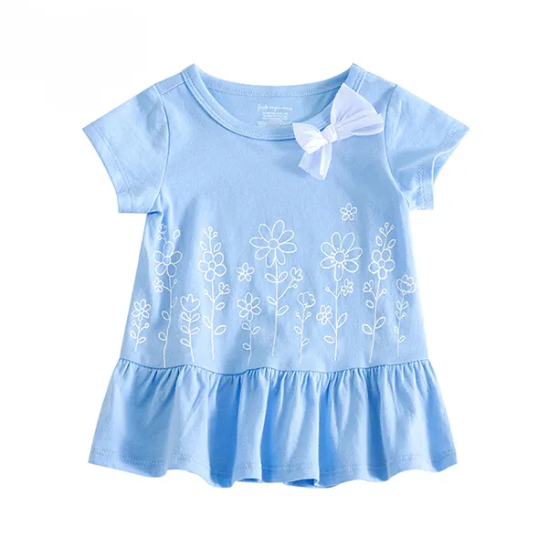 【0M-3Y】Baby Girl Round Neck Short Sleeve Dress - Popopiestyle.com 