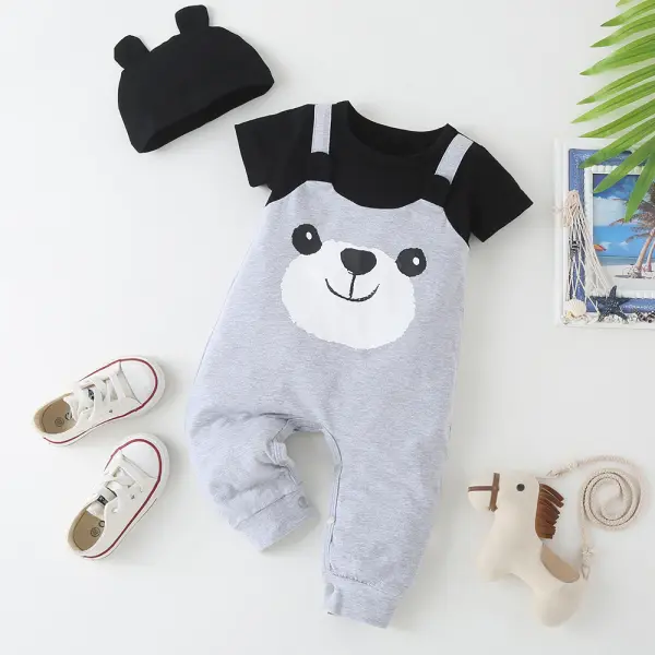 Baby Panda Print Short Sleeve Romper - Popopiestyle.com 