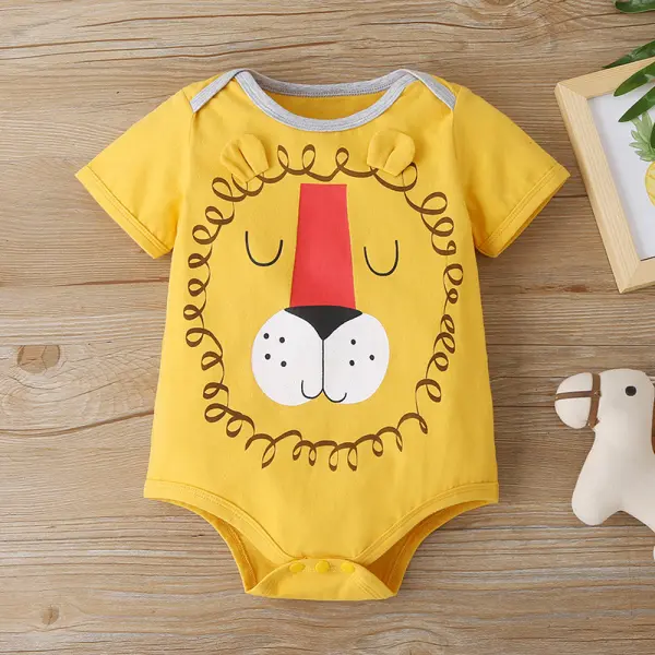 【3M-24M】Baby Boy Short Sleeve Cartoon Print Romper - Popopiestyle.com 