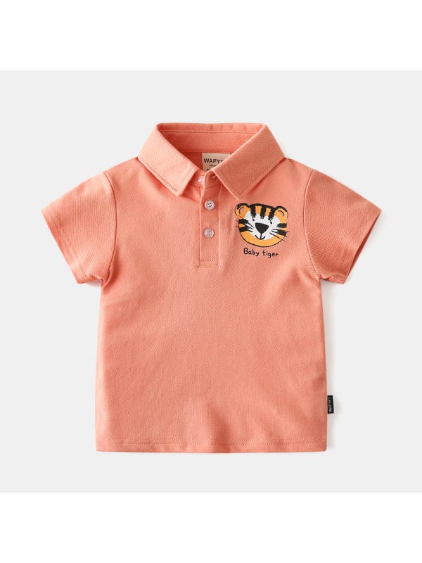 【18M-7Y】Boys' Cartoon Print Short-sleeved Polo Shirt