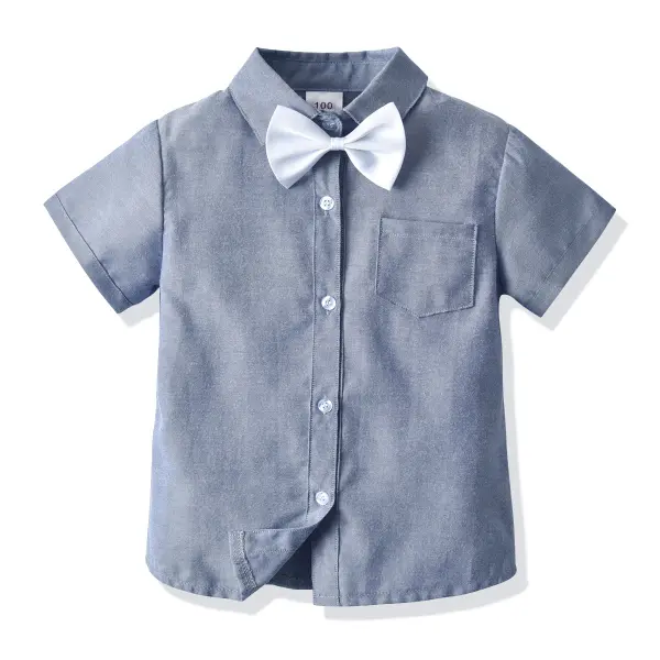 【18M-7Y】Boys Gentleman's Short Sleeve Shirt - Popopiestyle.com 