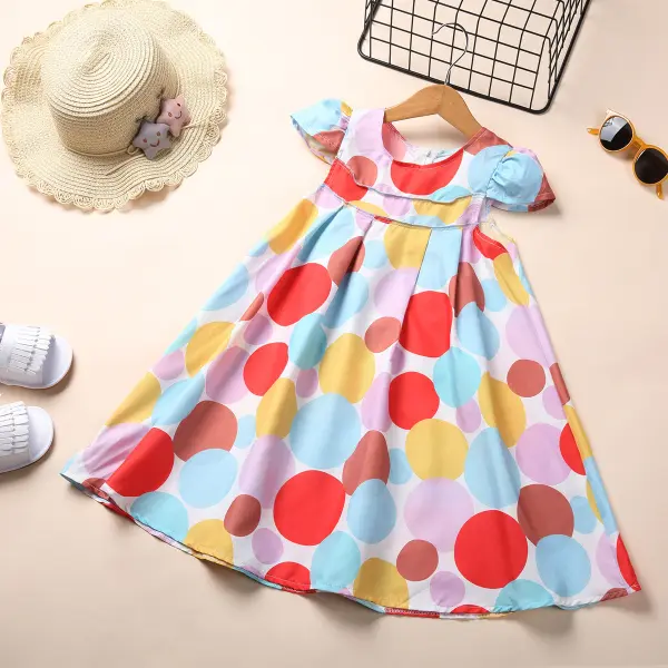 【18M-7Y】Girls Rainbow Polka Dot Dress - Popopiestyle.com 