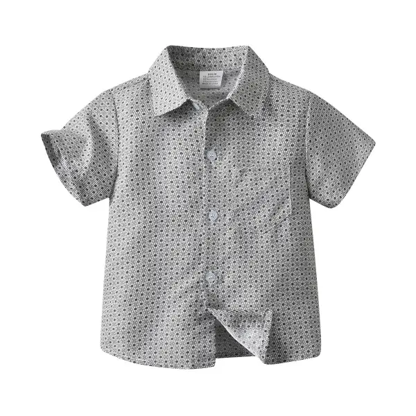 【18M-7Y】Boy's Small Square Retro Flower Short Sleeve Shirt - Popopiestyle.com 