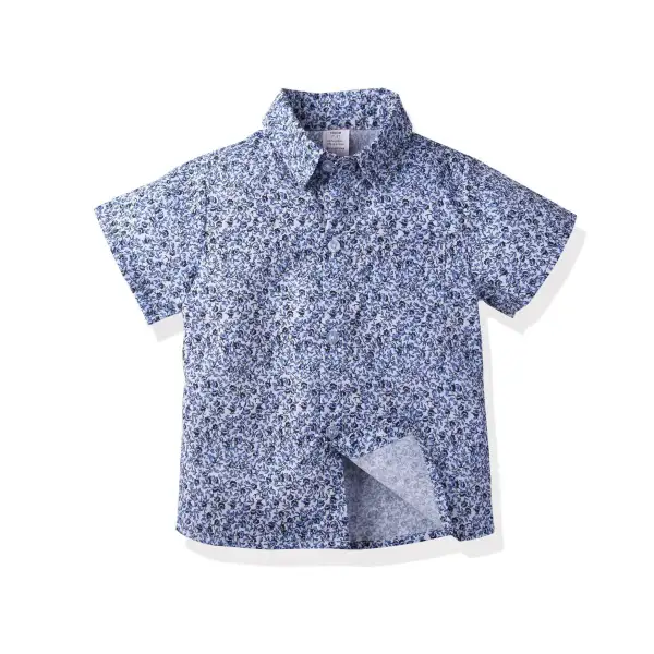 【12M-7Y】Boys Small Floral Gentleman Short Sleeve Shirt - Popopiestyle.com 