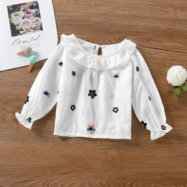 【18M-7Y】Girls Flower Embroidered Cute Shirt - Popopiestyle.com 