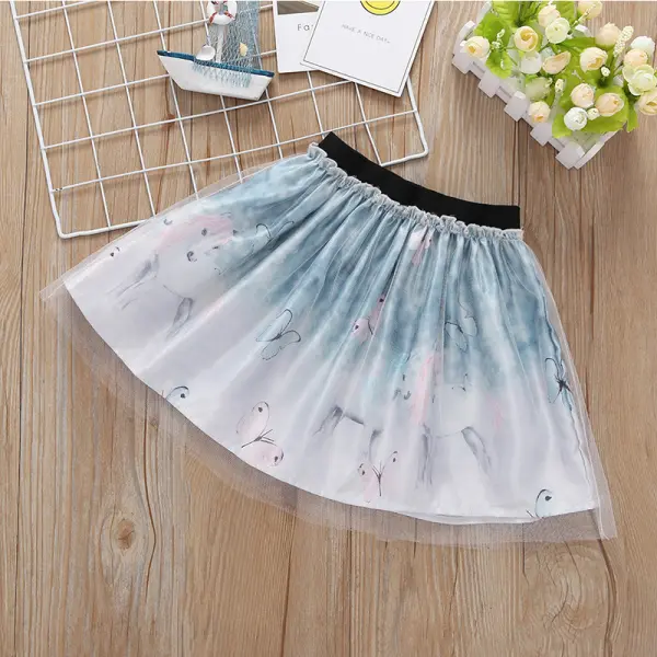 【6M-4Y】Girls Cartoon Butterfly Print Mesh Skirt - Popopiestyle.com 