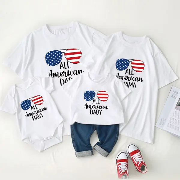 Casual Cartoon Pattern Short Sleeve Family Matching Outfits - Popopiestyle.com 