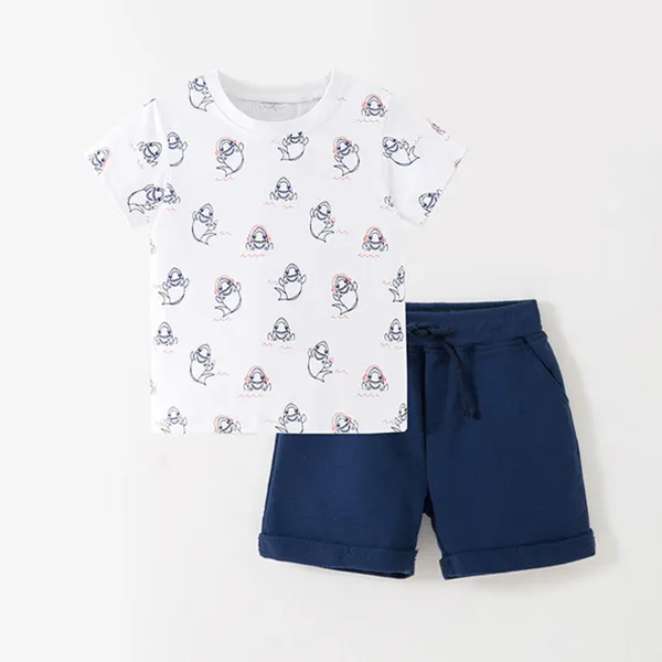 【18M-9Y】Boys Cartoon Print Short Sleeve Two-piece Suit - Popopiestyle.com 