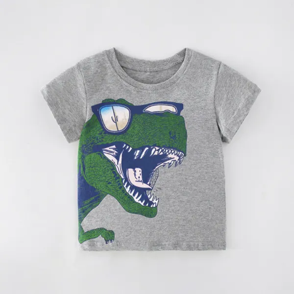 【18M-9Y】Boys Dinosaur Print Short Sleeve T-shirt - Popopiestyle.com 