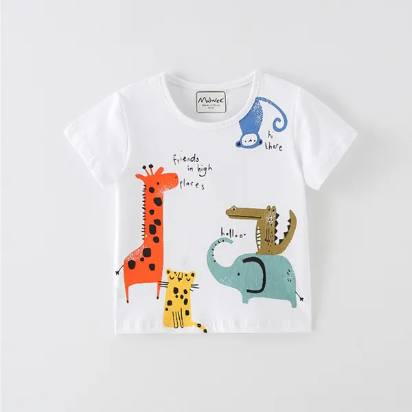 【18M-9Y】Boys Animal Print Short Sleeve T-shirt - Popopiestyle.com 