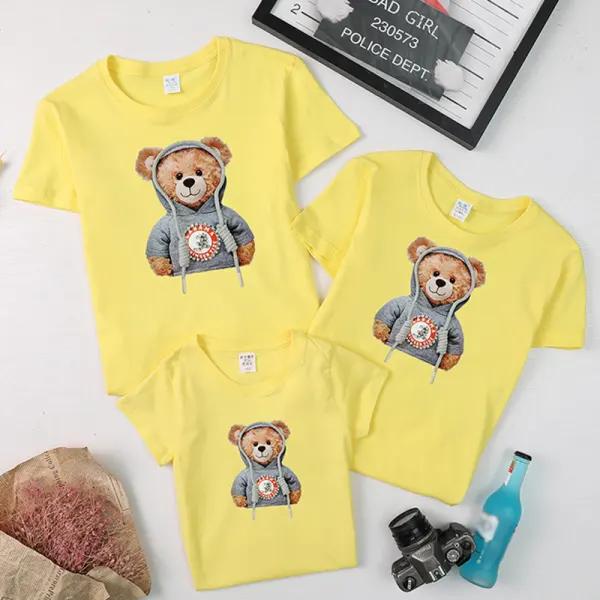 Casual Cartoon Pattern Short Sleeve Family Matching Outfits - Popopiestyle.com 