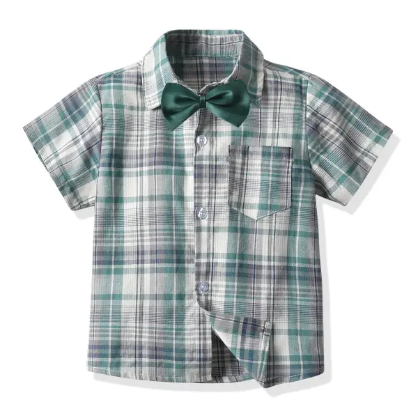 【12M-7Y】Boys Lapel Bow Tie Short-sleeved T-shirt - Popopiestyle.com 