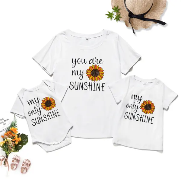 Sunflower Print Mother Girl Matching T-shirt - Popopiestyle.com 