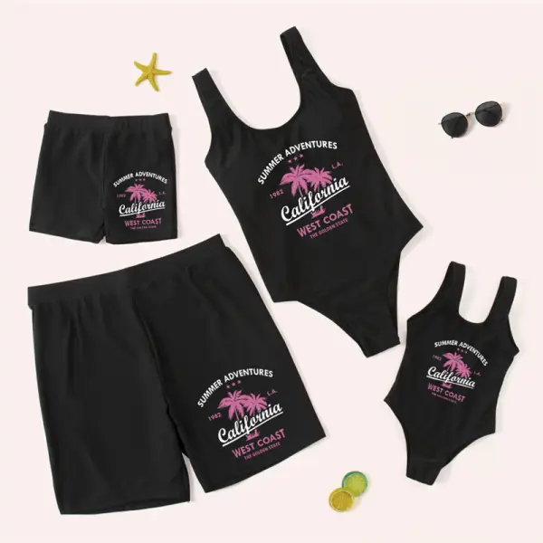 Fashion Letter Pattern Family Matching Swimsuit - Popopiestyle.com 