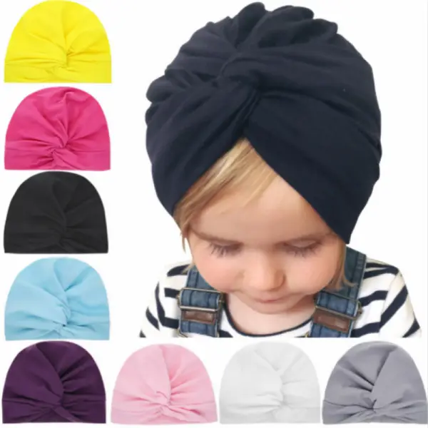 Baby Solid Color Curled Beanie Hat - Popopiearab.com 