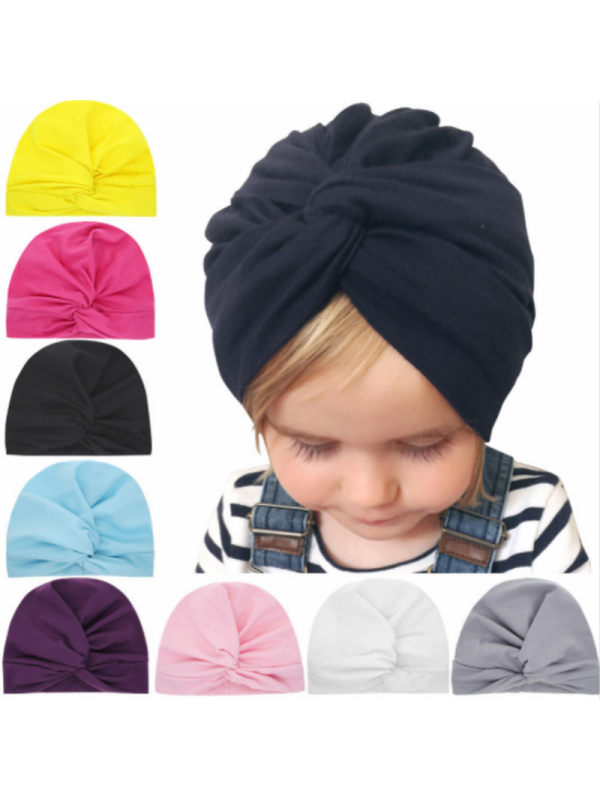 Baby Solid Color Curled Beanie Hat