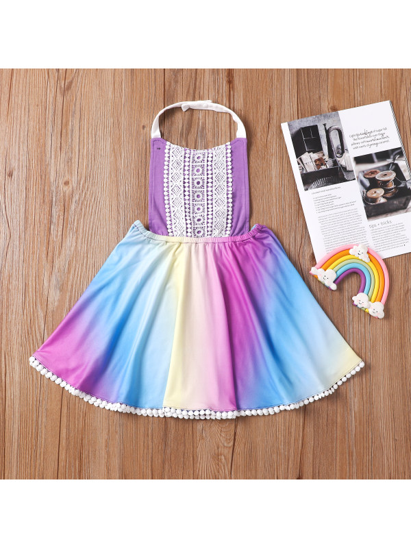 【18M-6Y】Girls Backless Tie Dyeing Sling Dress