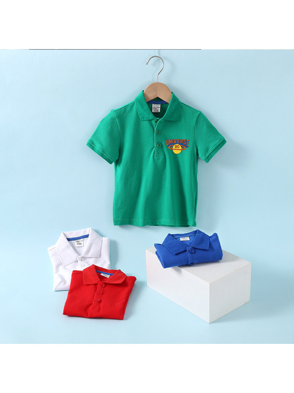 【18M-11Y】Boys Short Sleeve Lapel Cartoon Print Polo Shirt T-shirt