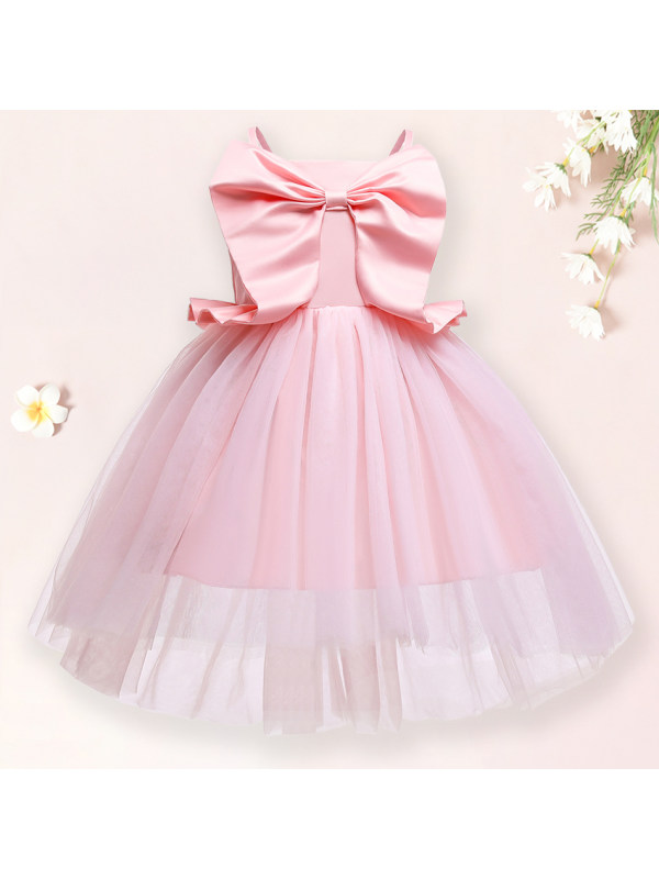 【18M-10Y】Girl Sweet Bow Pink Dress