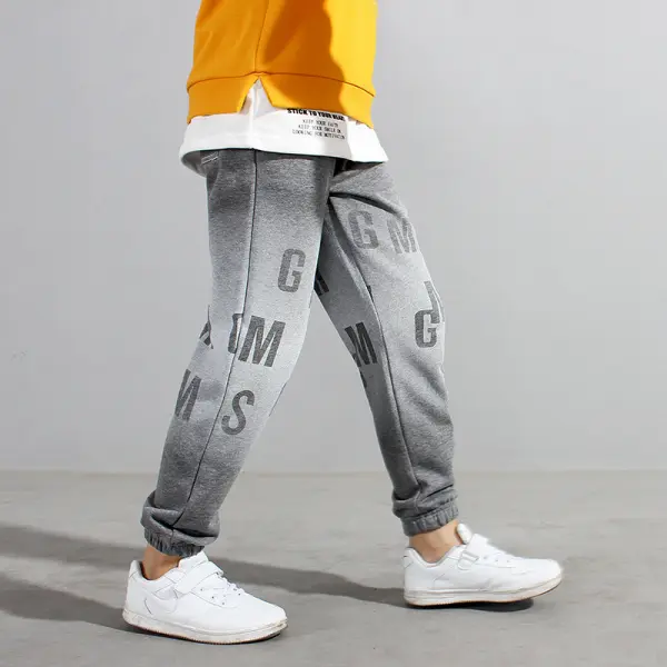 【4Y-13Y】Boys' Alphabet Print Sports Trousers - Popopiearab.com 