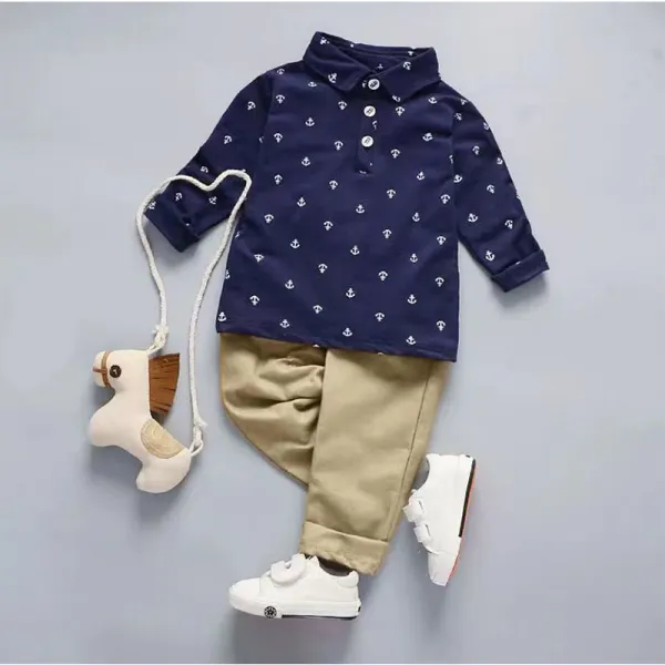 【12M-5Y】Boys 2 Piece Anchor Shirt And Pants Set - Popopiearab.com 