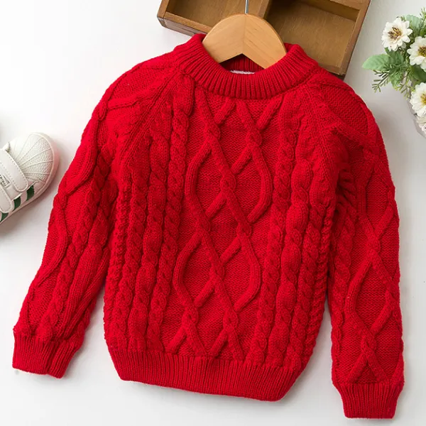【12M-11Y】 Kids Casual Pure Color Thick Fleeced Sweater - Popopiearab.com 