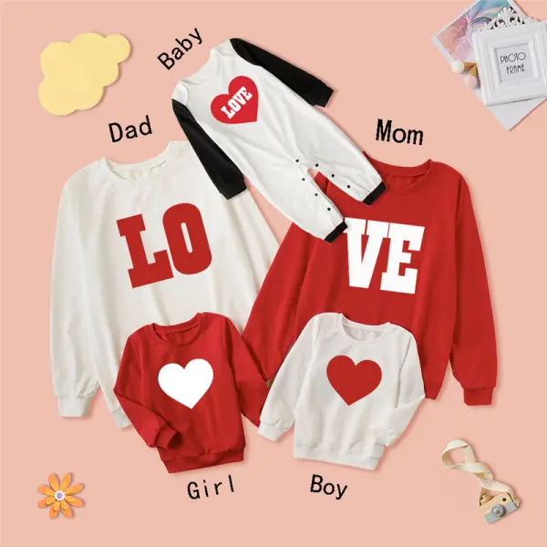 Casual Letter Print Long Sleeve Family Matching Sweatshirt - Popopiearab.com 