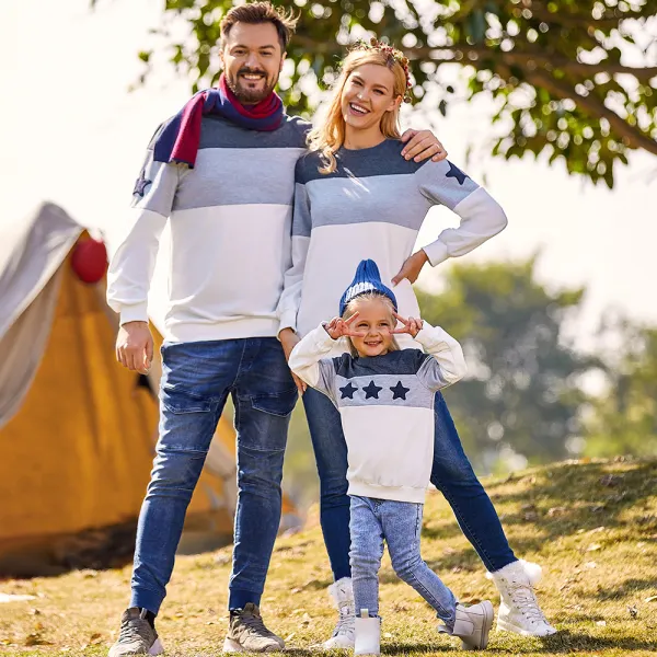 Casual Gray Star Pattern Sweatshirt Family Matching Outfits - Popopiearab.com 