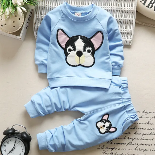 【9M-3Y】Kid Puppy Pattern Sweatshirt And Pants Set - Popopiearab.com 