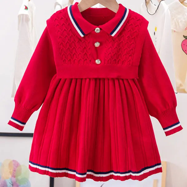 【3Y-11Y】Girl Long Sleeve Woolen Dress - Popopiearab.com 