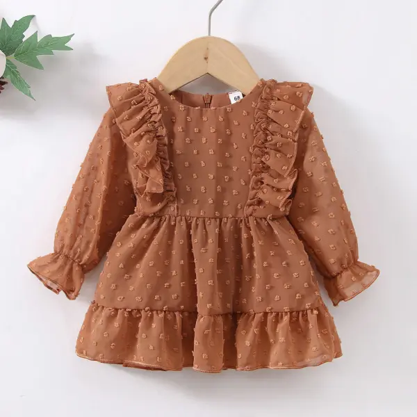 【3M-24M】Baby Girl Sweet Chiffon Ruffle Puff Sleeve Dress - Popopiearab.com 
