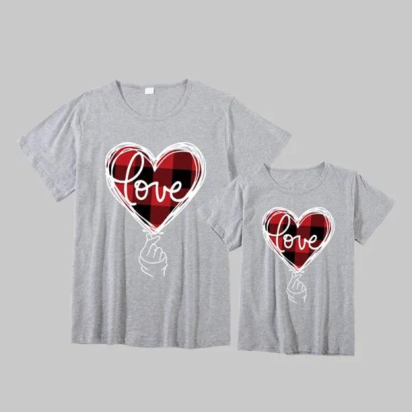 Casual Heart-shaped Print Mom And Girl Matching T-shirt - Popopiearab.com 