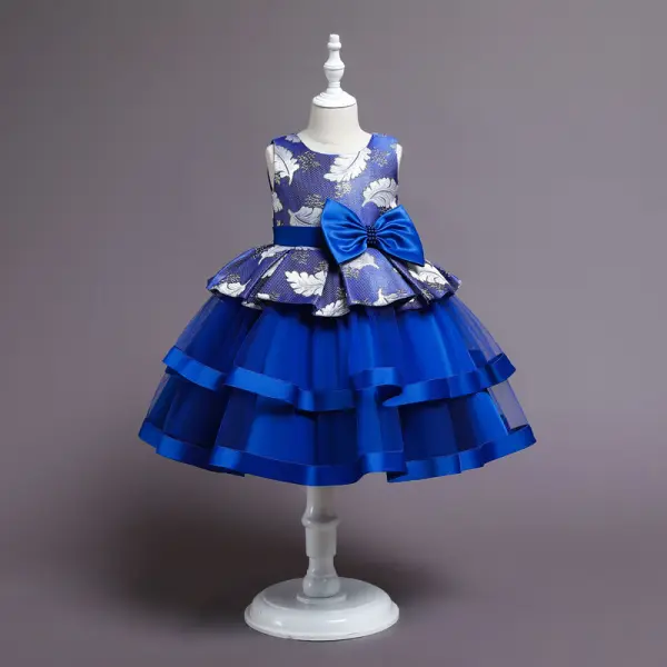 【2Y-11Y】Girl Elegant Feather Print Long Sleeve Princess Dress - Popopiearab.com 